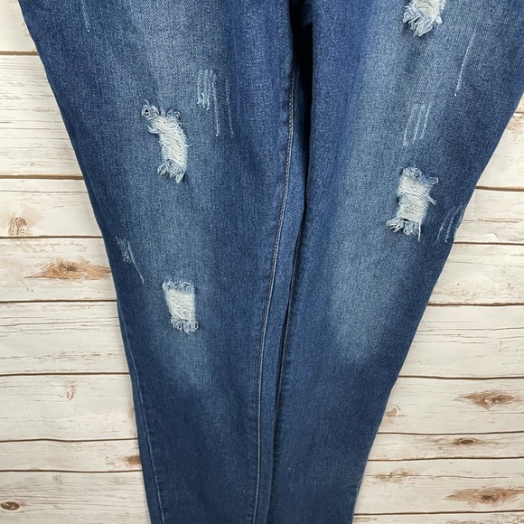 NWT AVA COSTUME Blue Denim Ripped Distressed Bib Overalls size Medium - Picture 3 of 13